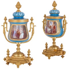 Pair of French Gilt Bronze Mounted Porcelain Vases