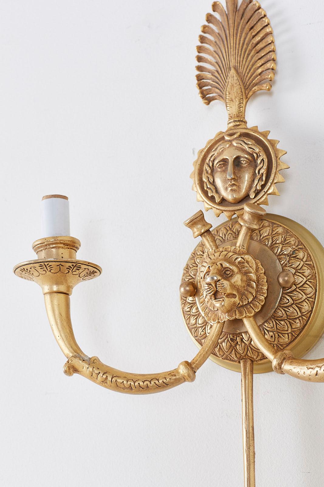 Pair of French Gilt Bronze Neoclassical Arrow Sconces 4