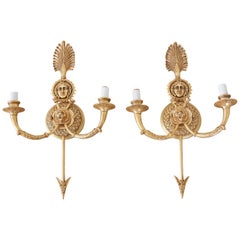 Pair of French Gilt Bronze Neoclassical Arrow Sconces