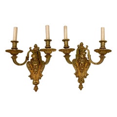 Pair of French Gilt Bronze Sconces