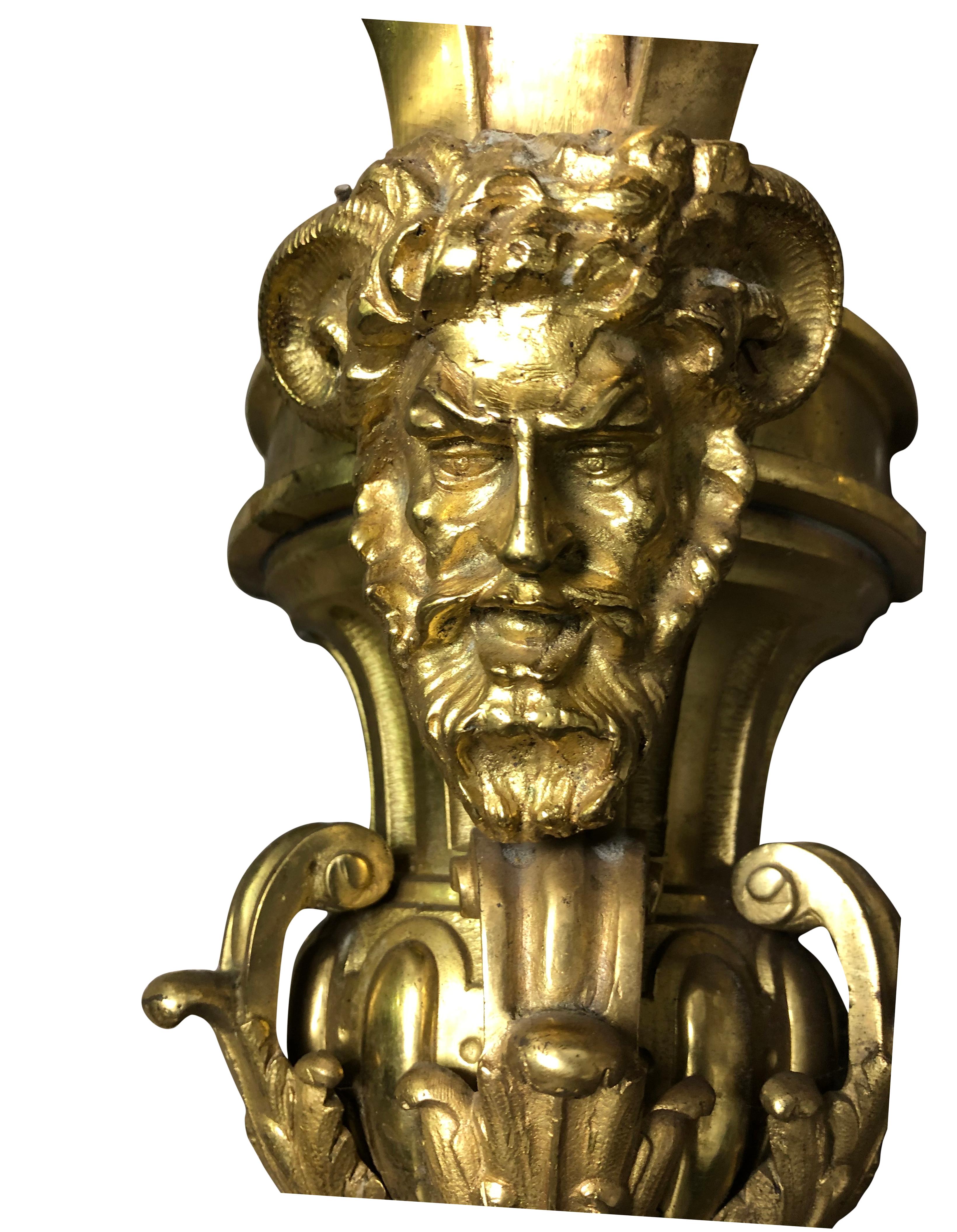 Pair of French Gilt Bronze Sconces For Sale 1