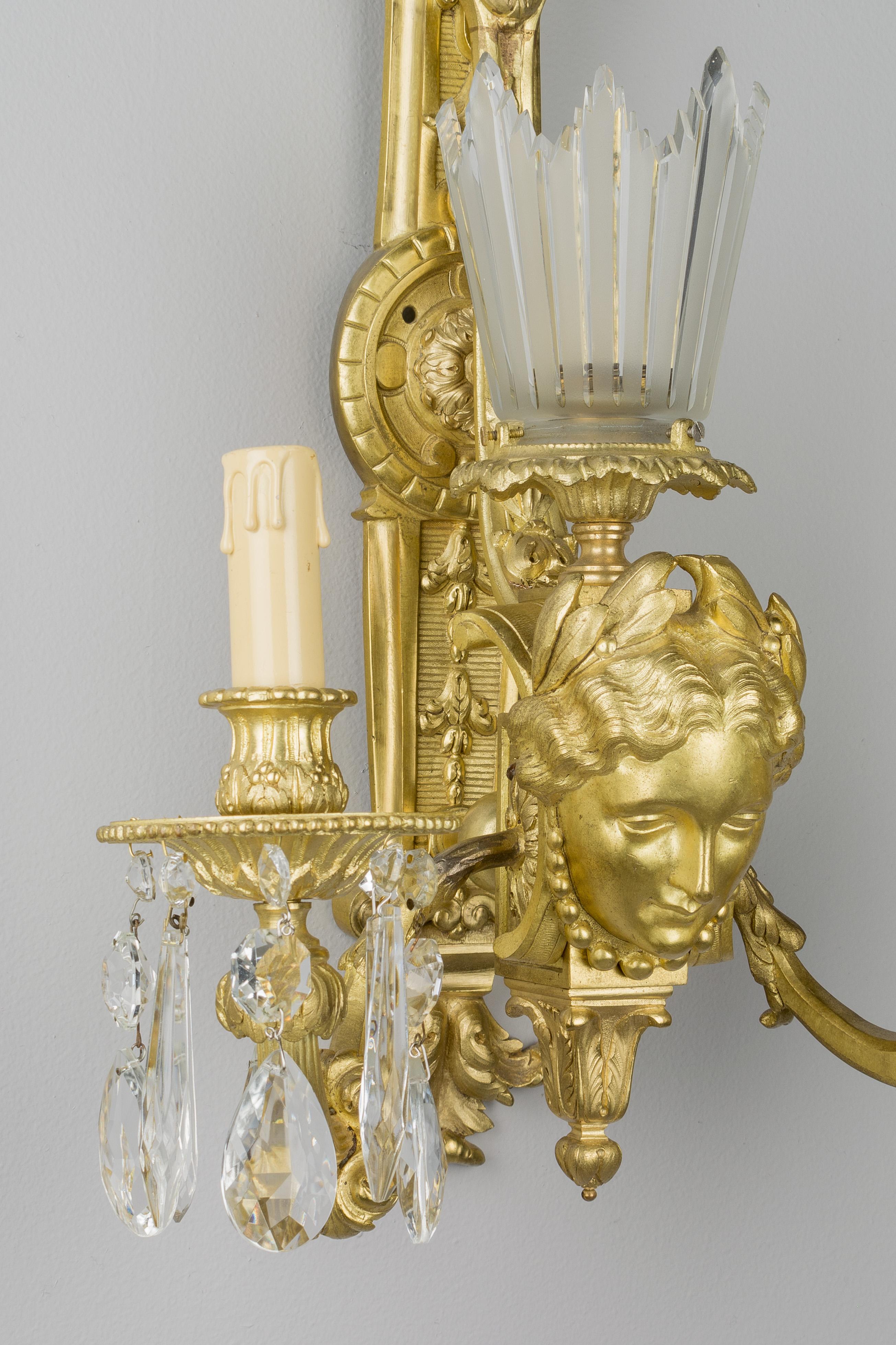 Pair of French Gilt Bronze Sconces 1