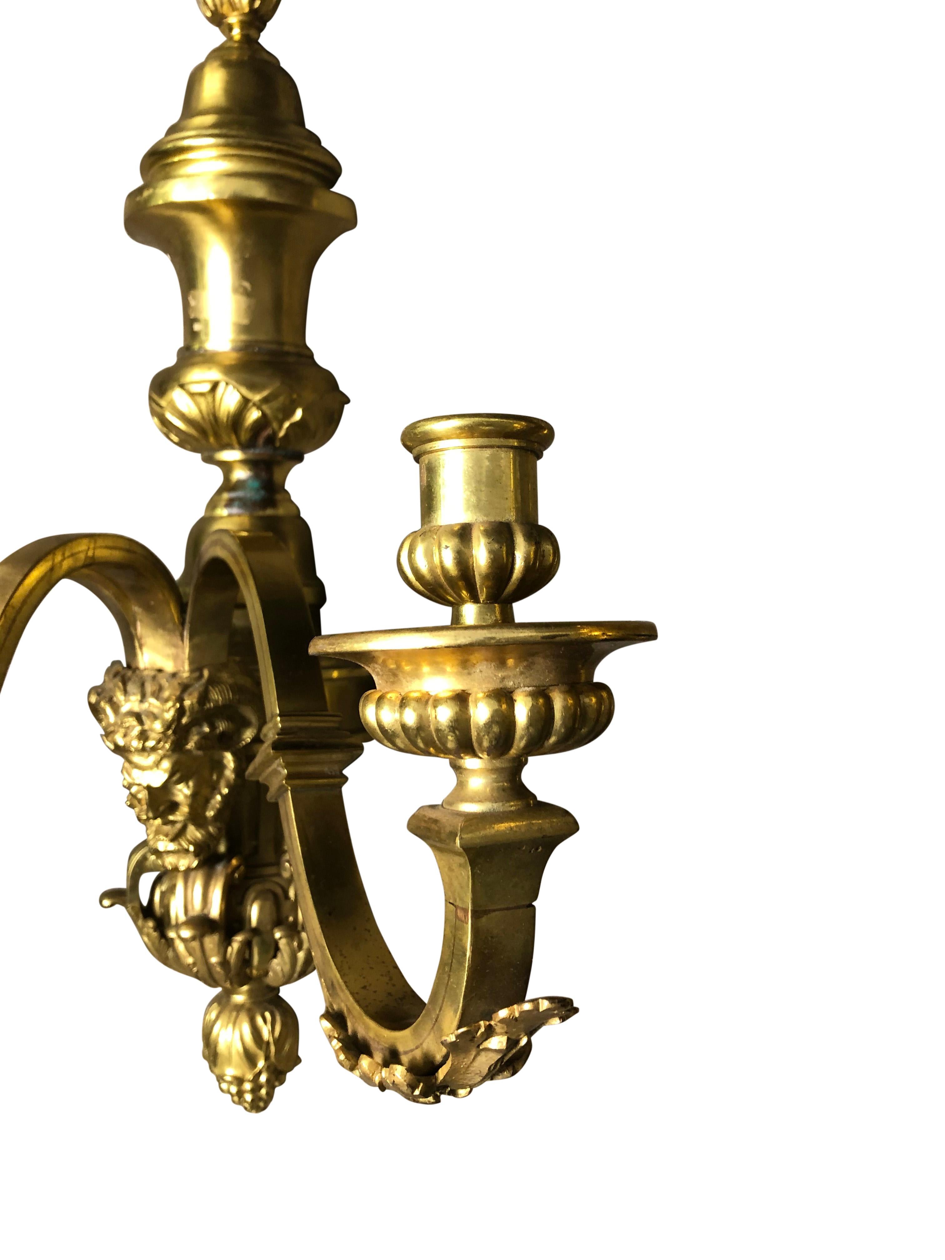 Pair of French Gilt Bronze Sconces For Sale 4