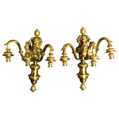 Pair of French Gilt Bronze Sconces