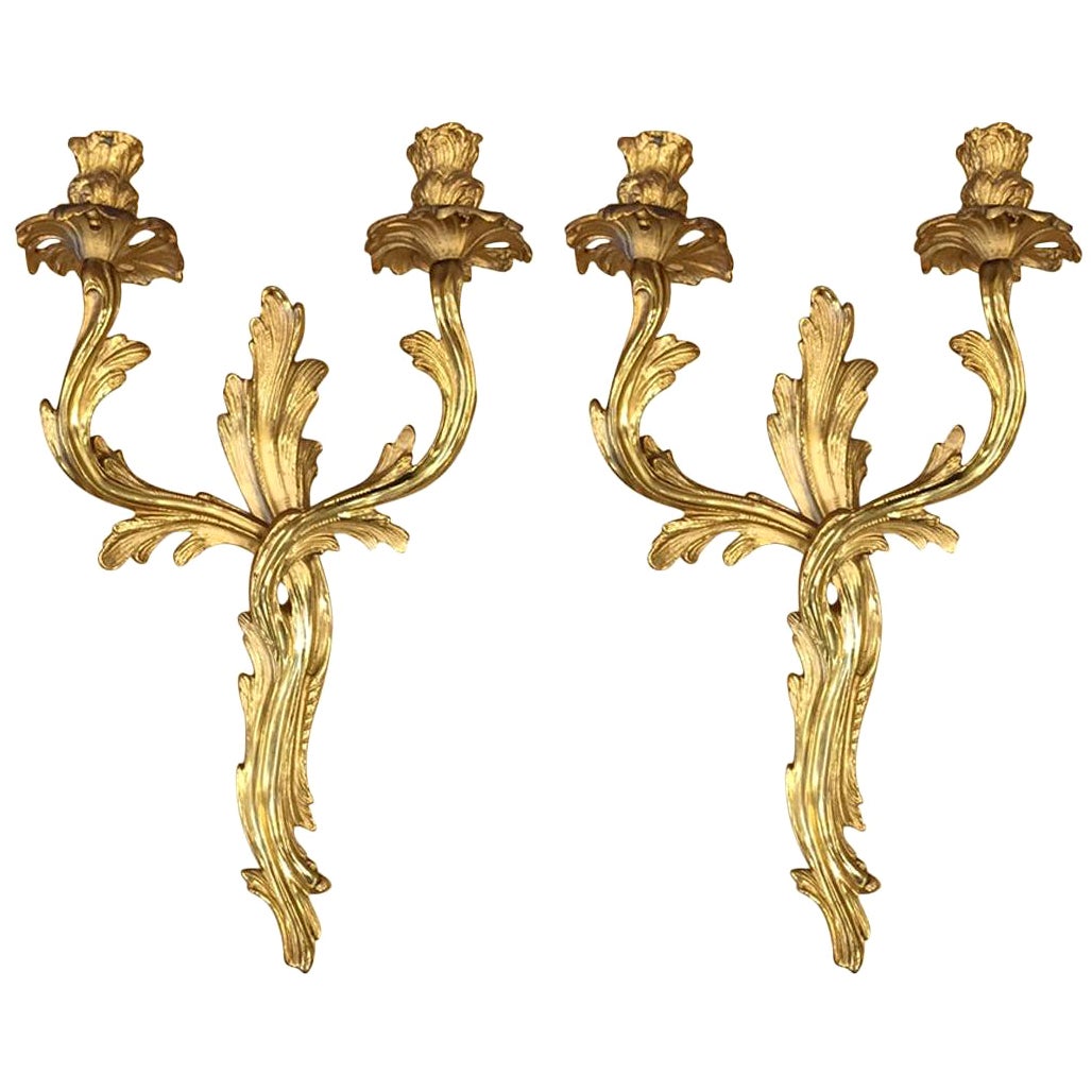 Coppia di applique francesi in bronzo dorato