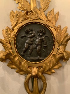 Pair of French Gilt Bronze Three-Light Bronze Sconces, 19th Century