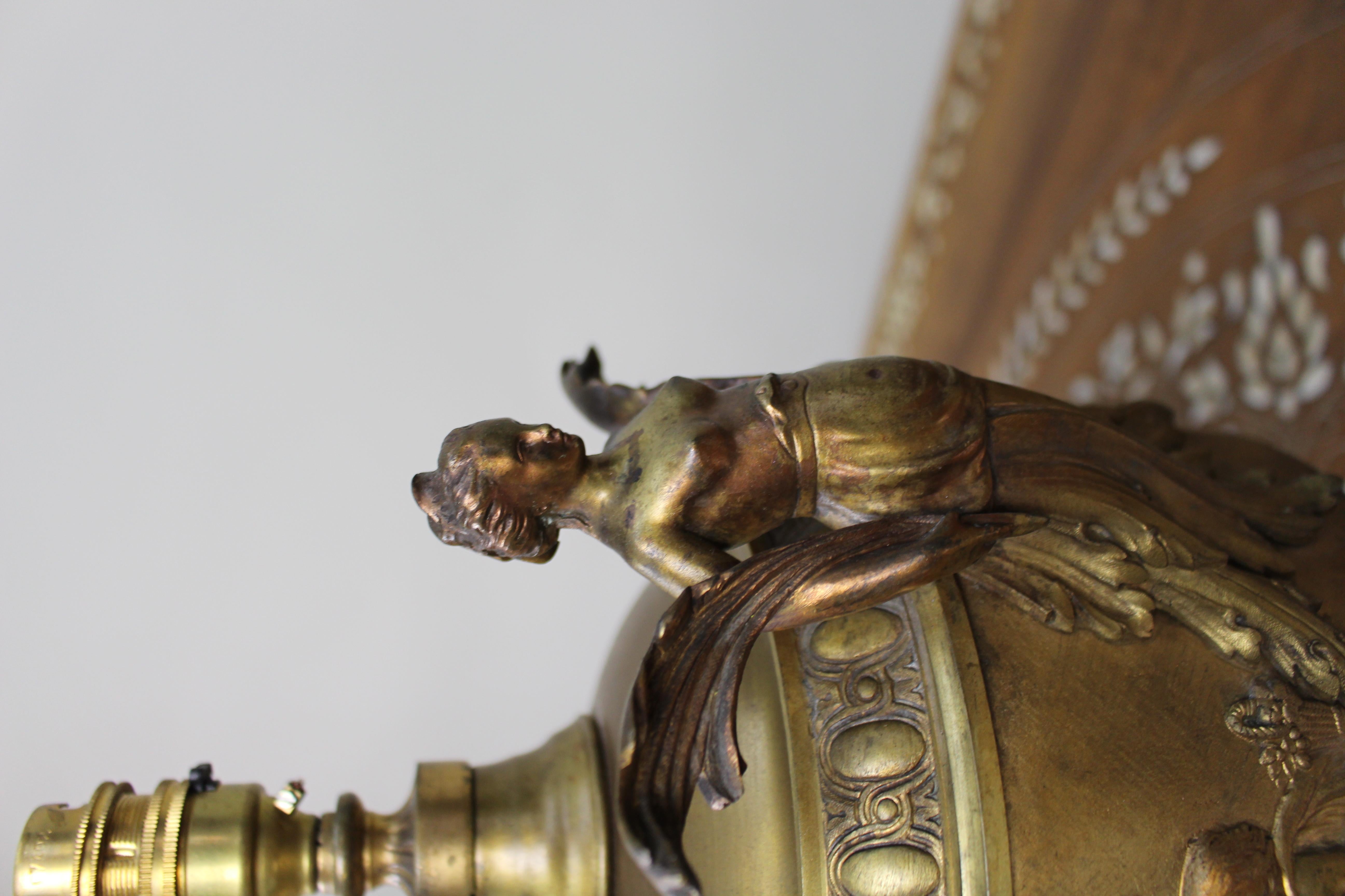 Pair of French Gilt Bronze Urn Lamps with Putti Reliefs, circa 1900 For Sale 5