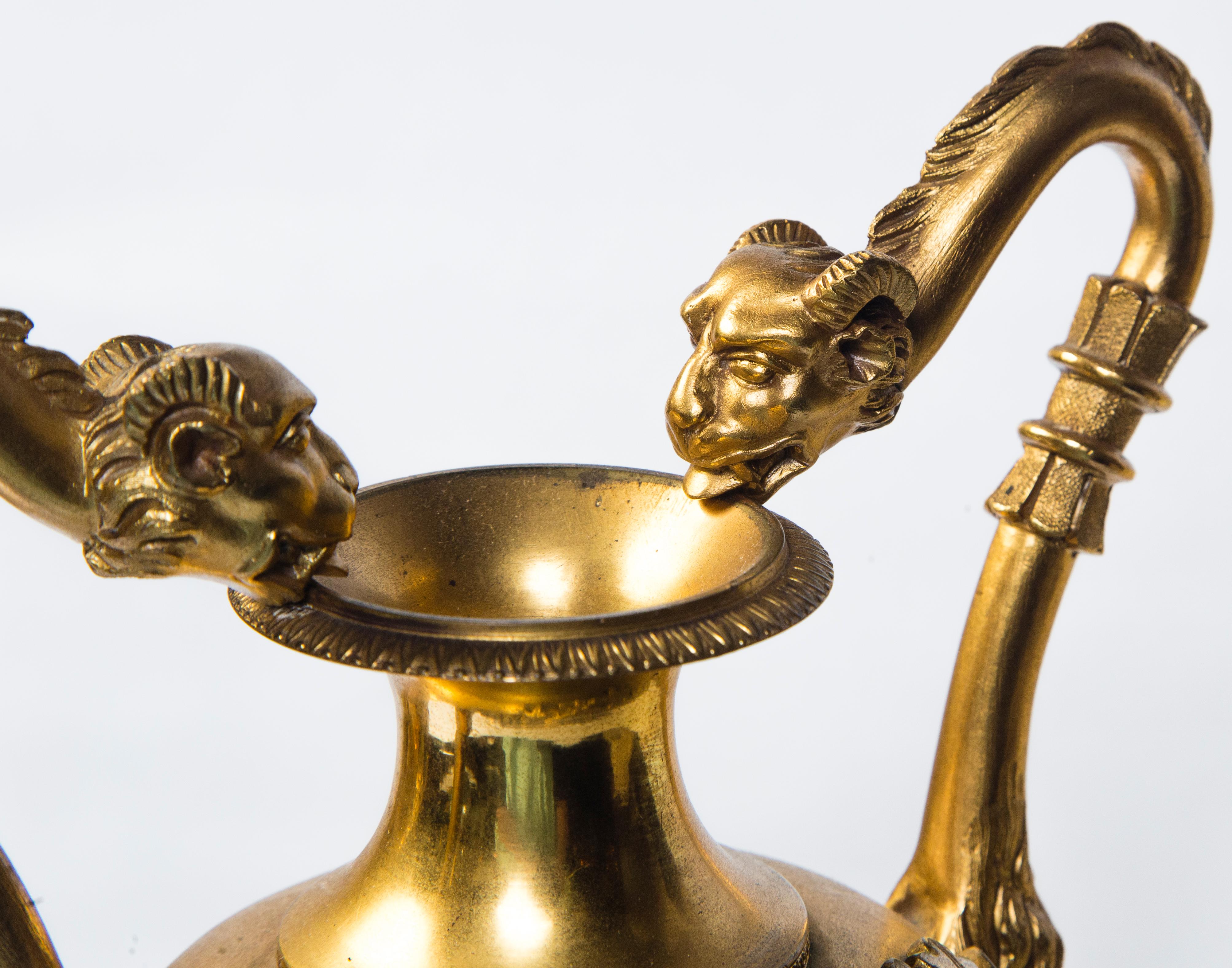 19th Century Pair of French Gilt Bronze Urns