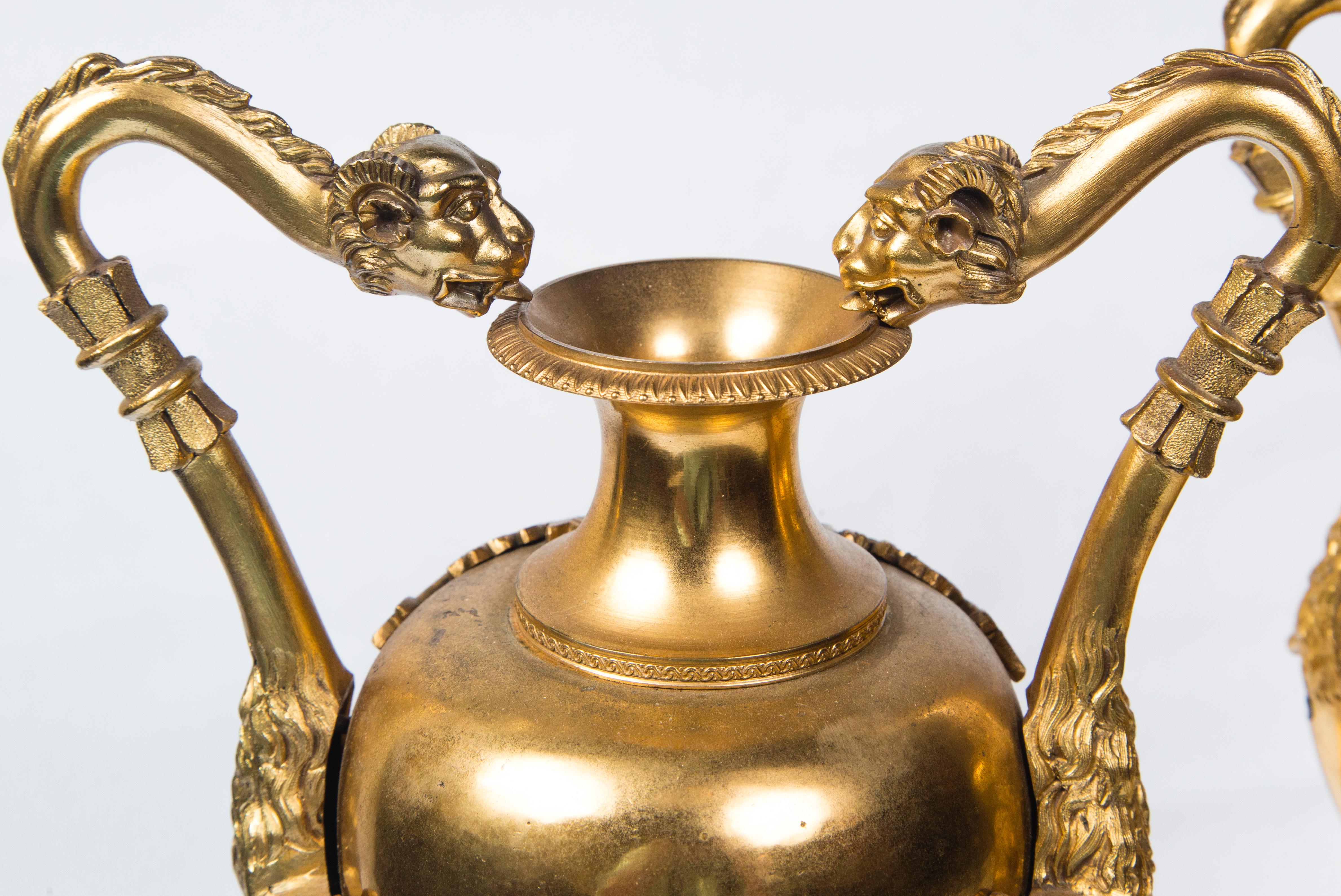 Pair of French Gilt Bronze Urns 2