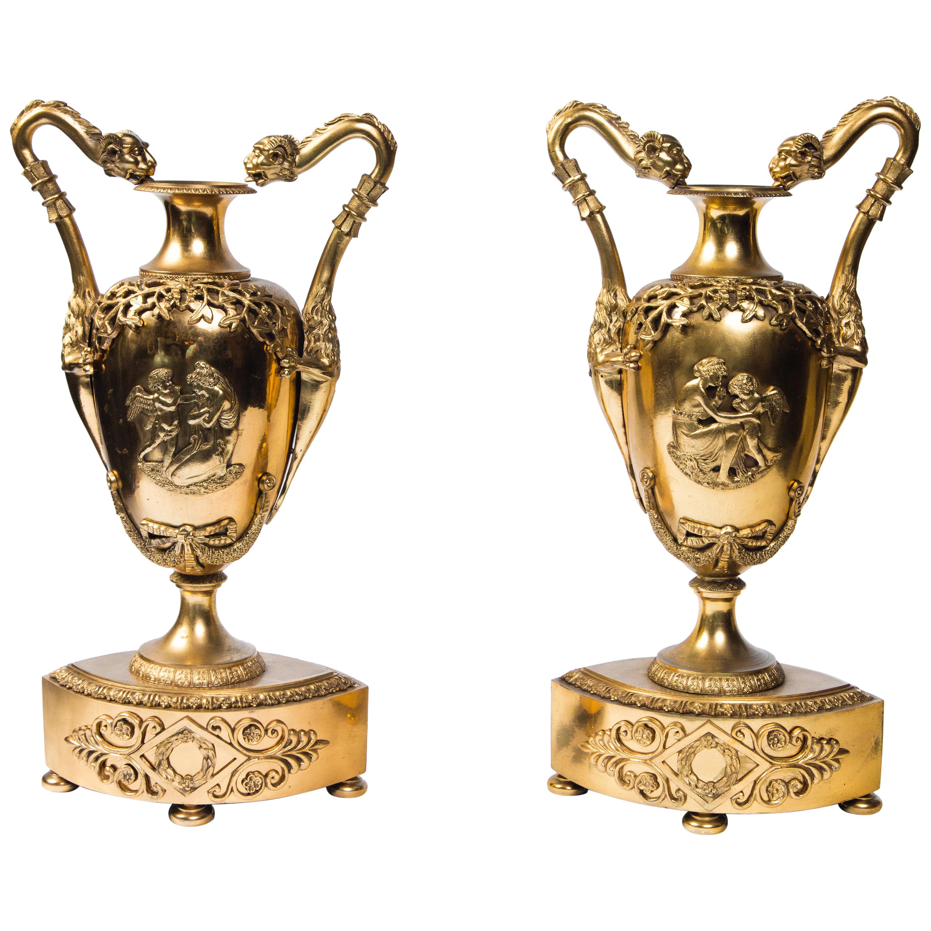 Pair of French Gilt Bronze Urns at 1stDibs bronze urns for sale