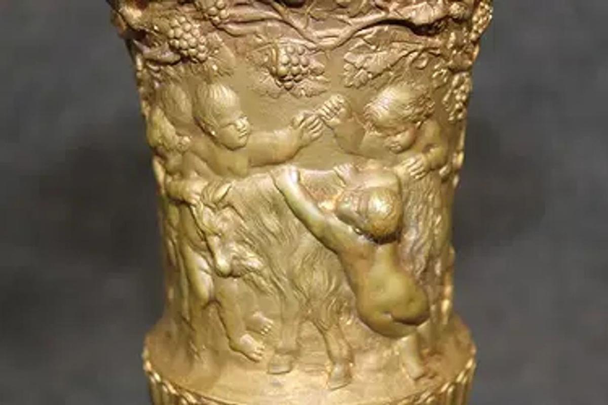 Pair of French Gilt Bronze Vases For Sale 3