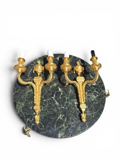 Pair of French Gilt Bronze Wall Sconces, Early 20th Century