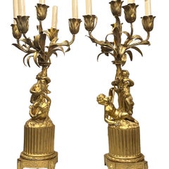 Pair of French Gilt Candelabras
