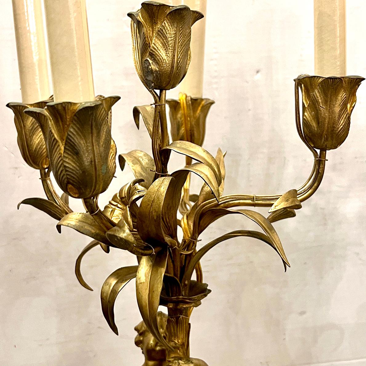 Dorato Coppia di candelabri francesi dorati in vendita