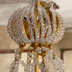 Pair of French Gilt Lanterns with Crystals