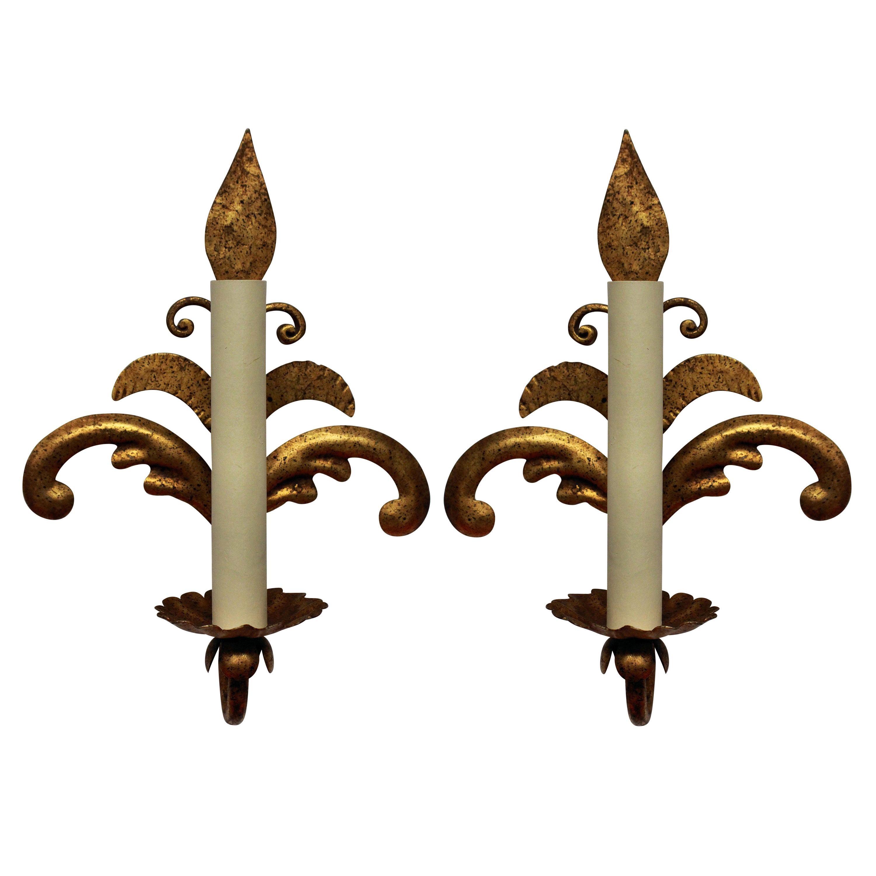 Pair of French Gilt Metal Sconces