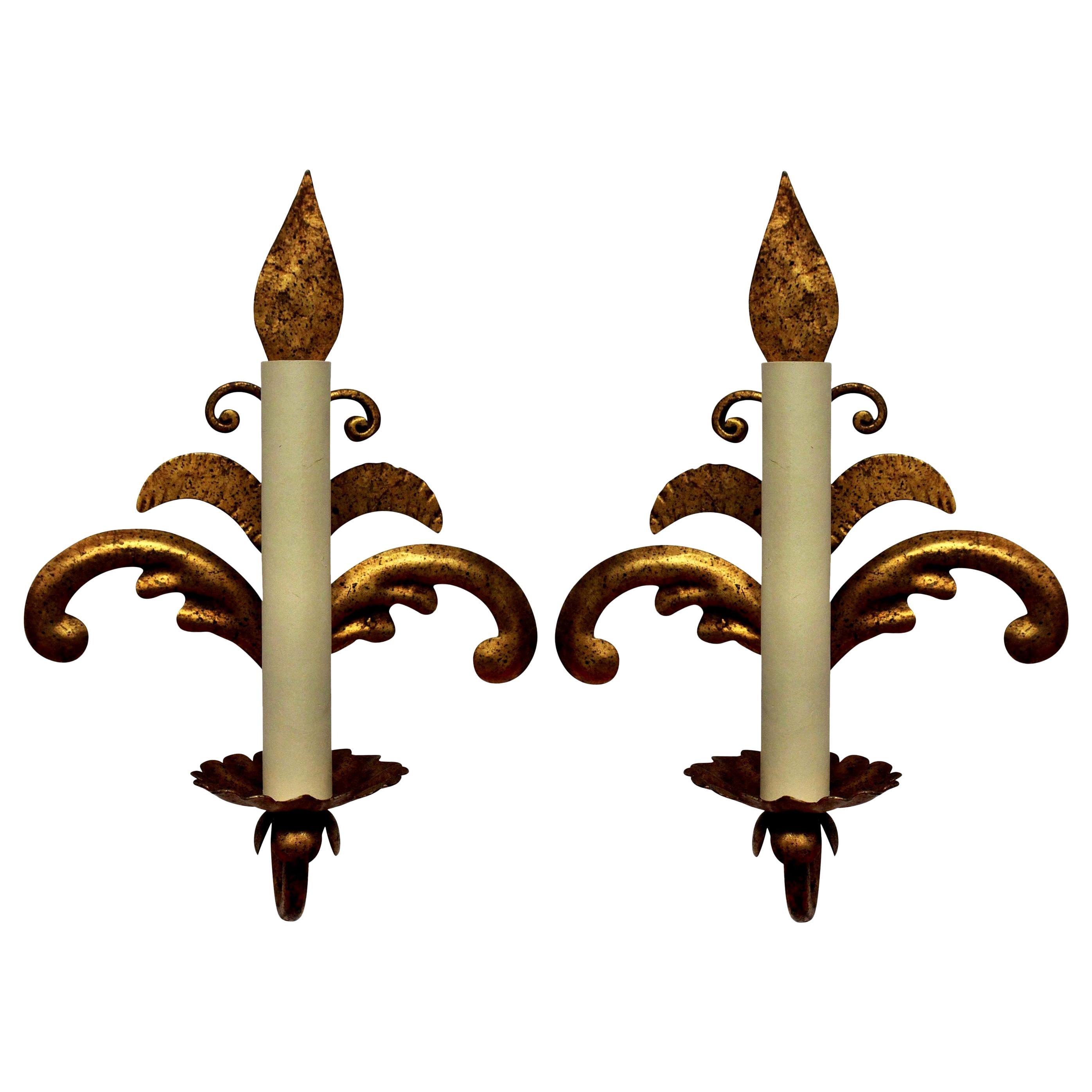 Pair of French Gilt Metal Sconces