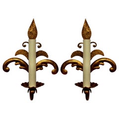 Pair of French Gilt Metal Sconces