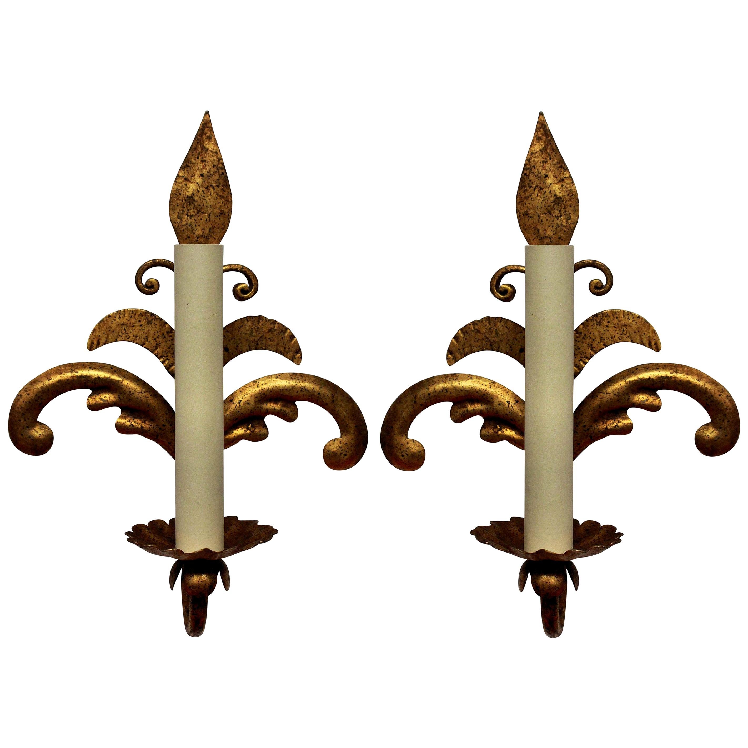 Pair of French Gilt Metal Sconces