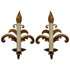 Pair of French Gilt Metal Sconces