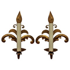 Pair of French Gilt Metal Sconces