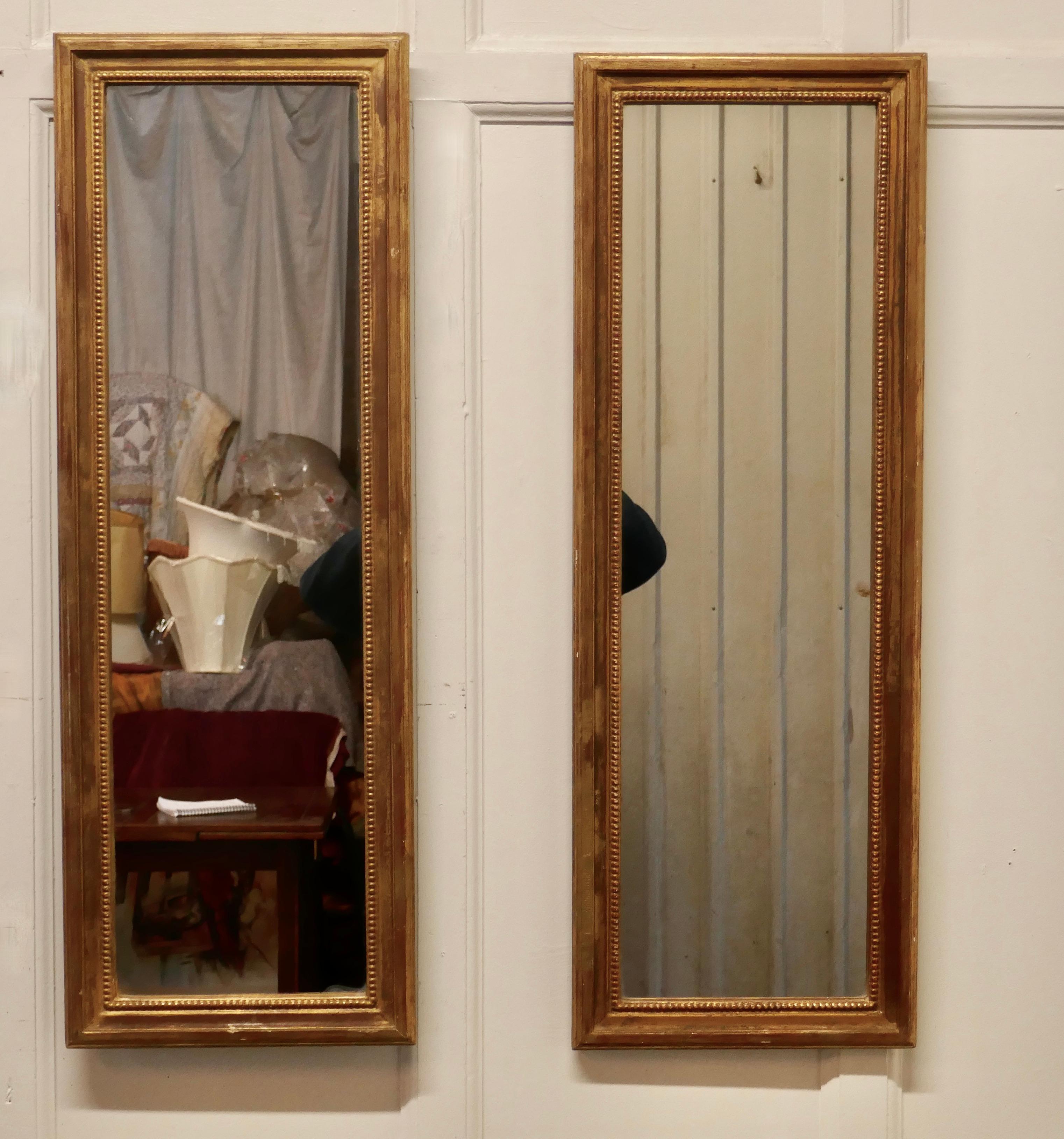 Art Deco Pair of French Gilt Rectangular Wall Mirrors