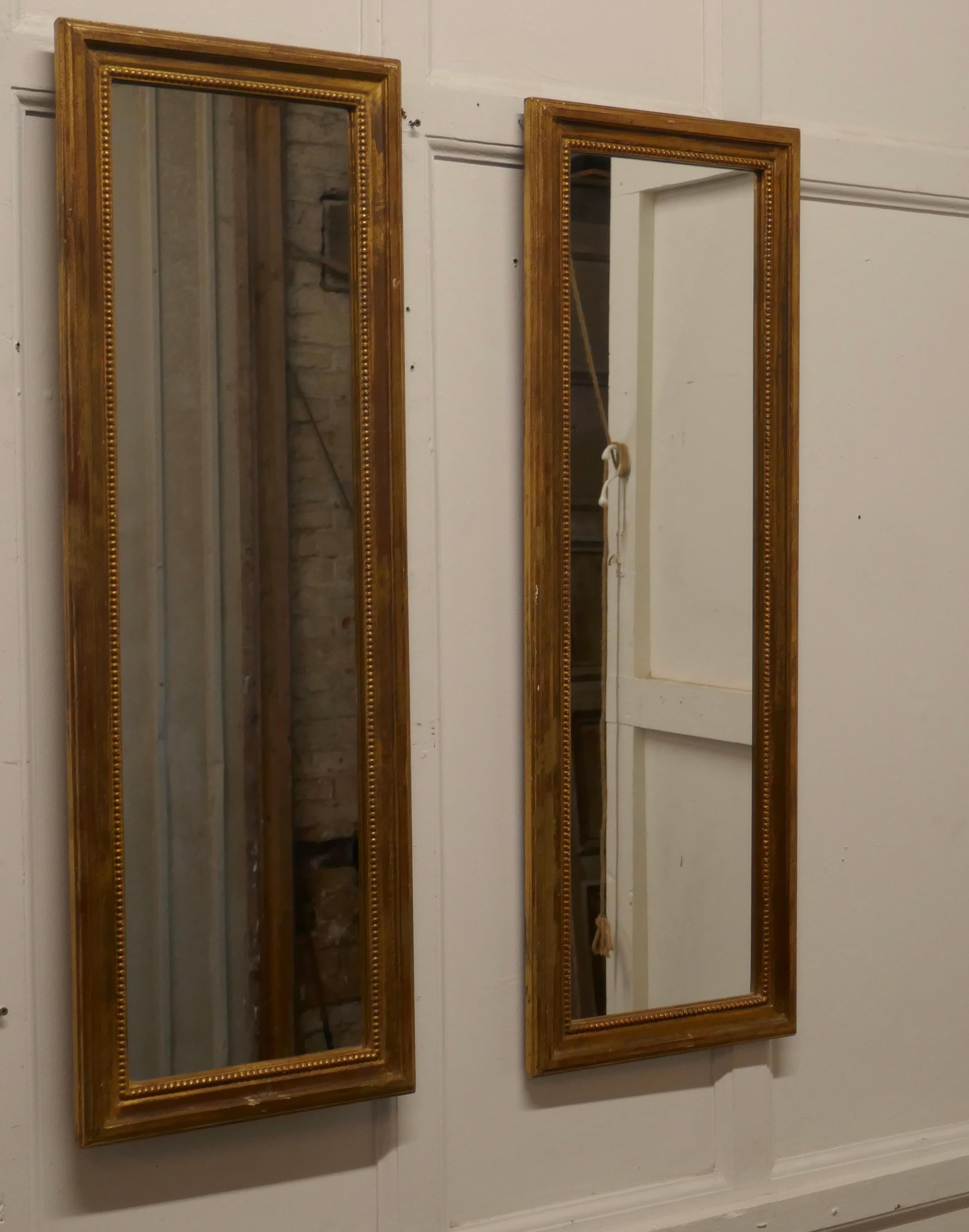 Pair of French Gilt Rectangular Wall Mirrors In Good Condition In Chillerton, Isle of Wight