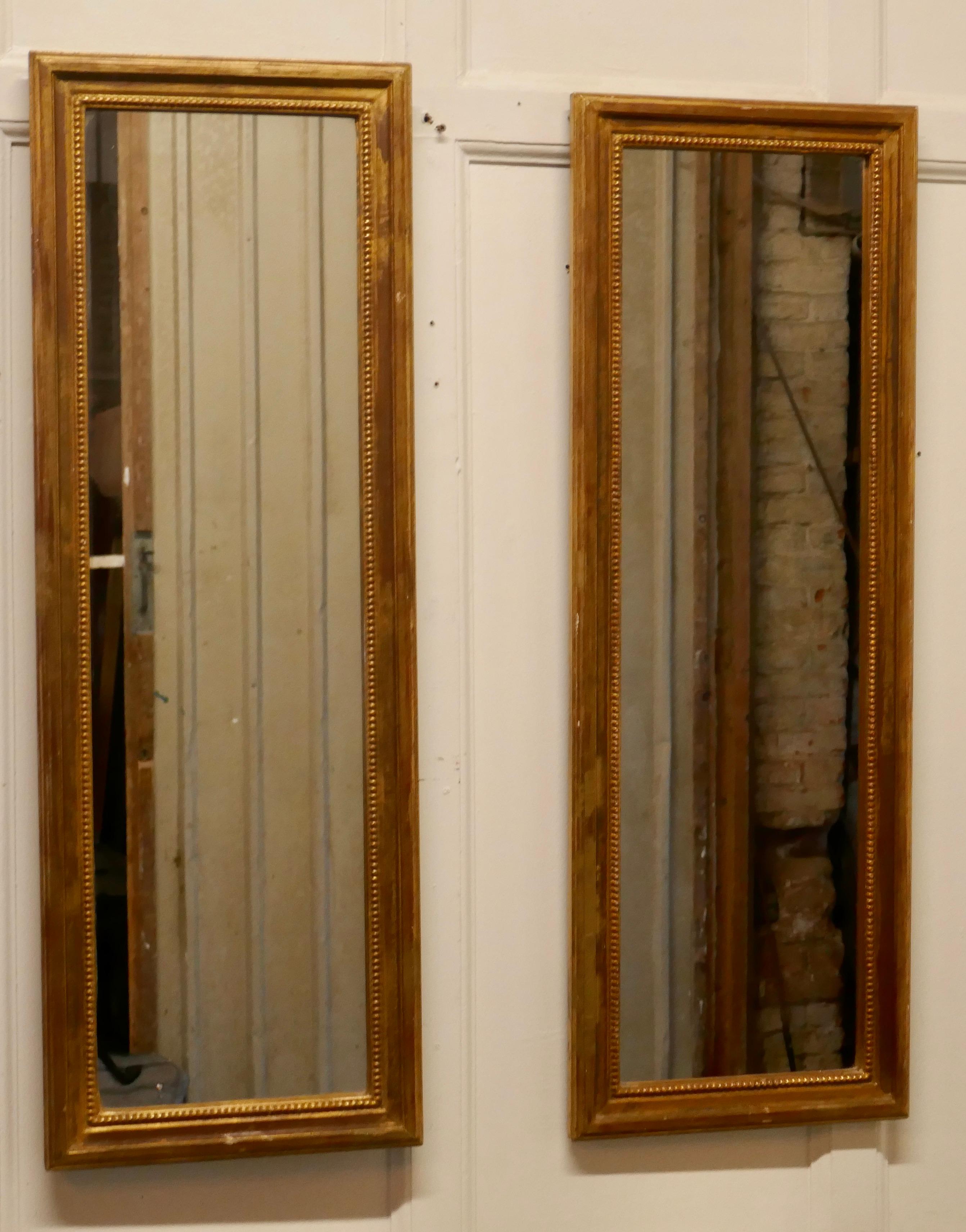 Giltwood Pair of French Gilt Rectangular Wall Mirrors