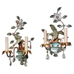 Pair of French Gilt Sconces with Birds