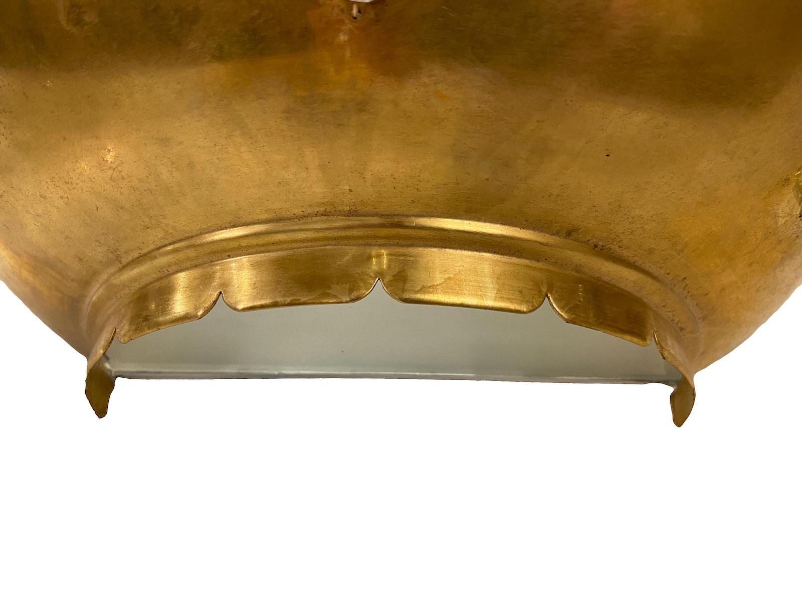 Gold Leaf Pair of French Gilt Sconces with Crystals For Sale