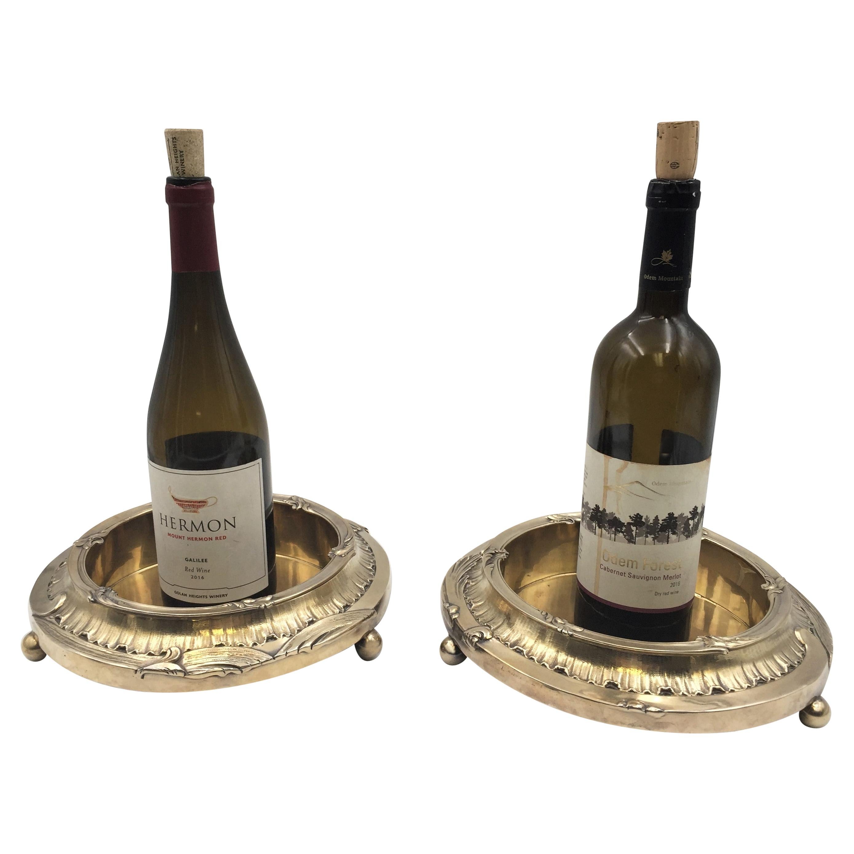 Pair of French Gilt Silver Magnum Bottle Coasters from the JP Morgan Collection For Sale