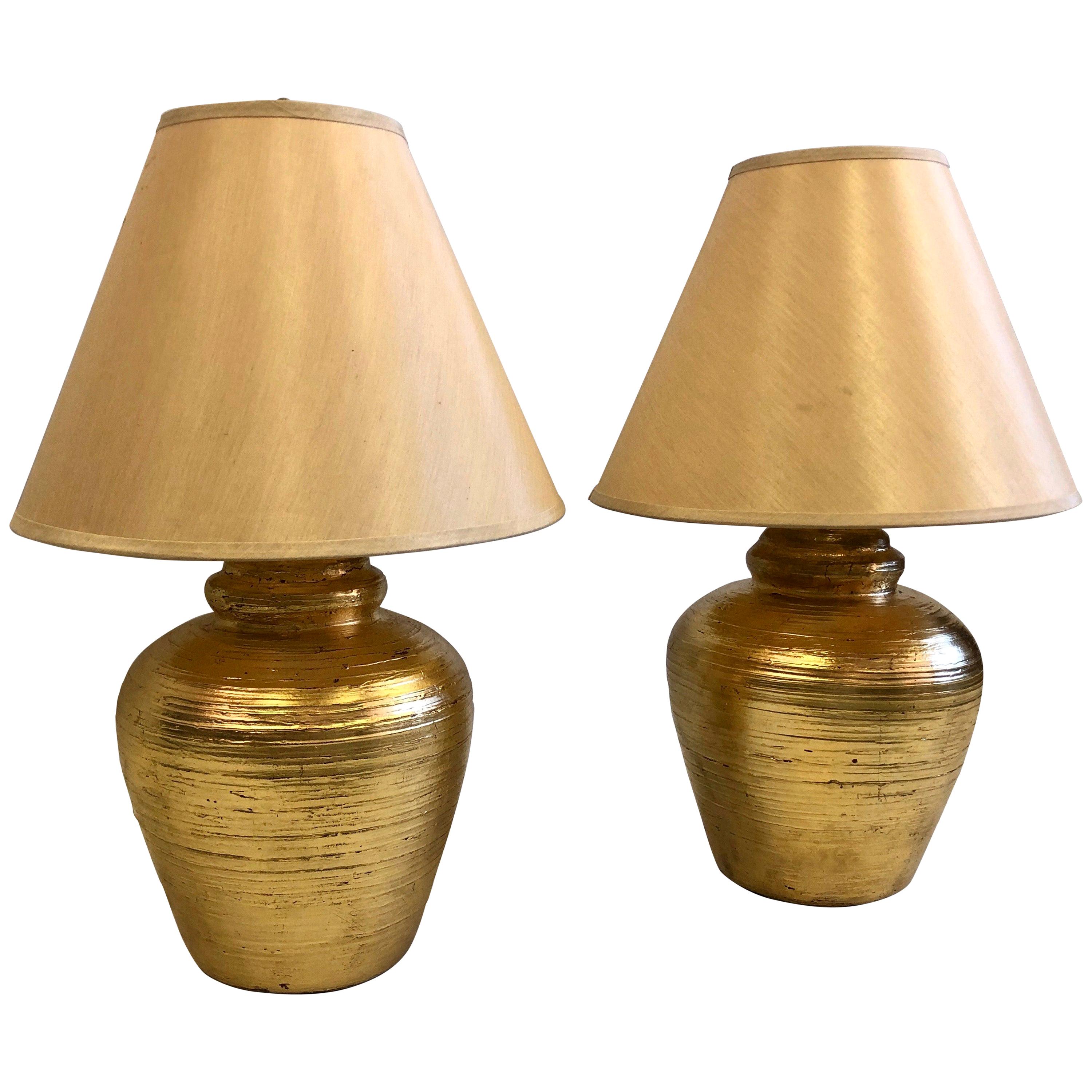 Pair of French Gilt Terracotta Table Lamps, Giacometti for Jean-Michel Frank For Sale