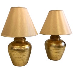 Pair of French Gilt Terracotta Table Lamps, Giacometti for Jean-Michel Frank