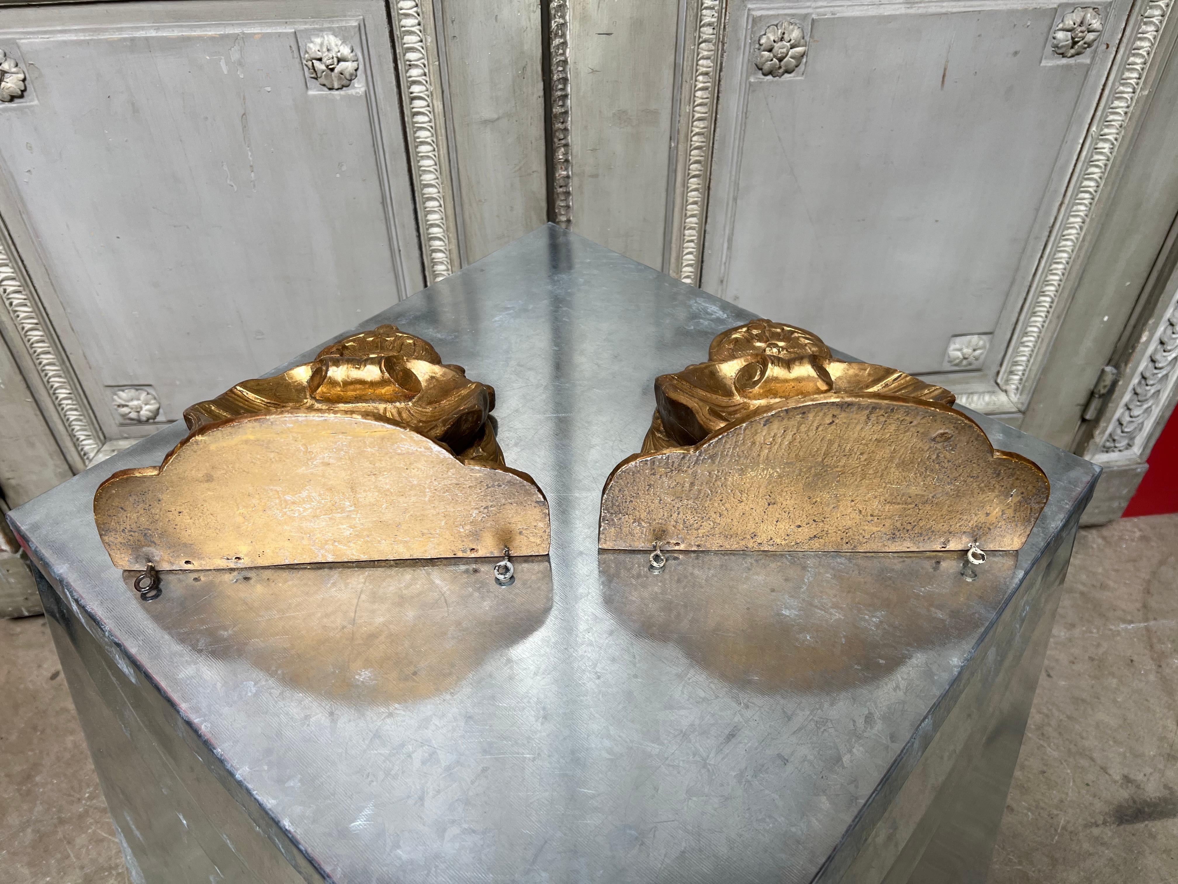 Pair of French Gilt Wall Brackets For Sale 3