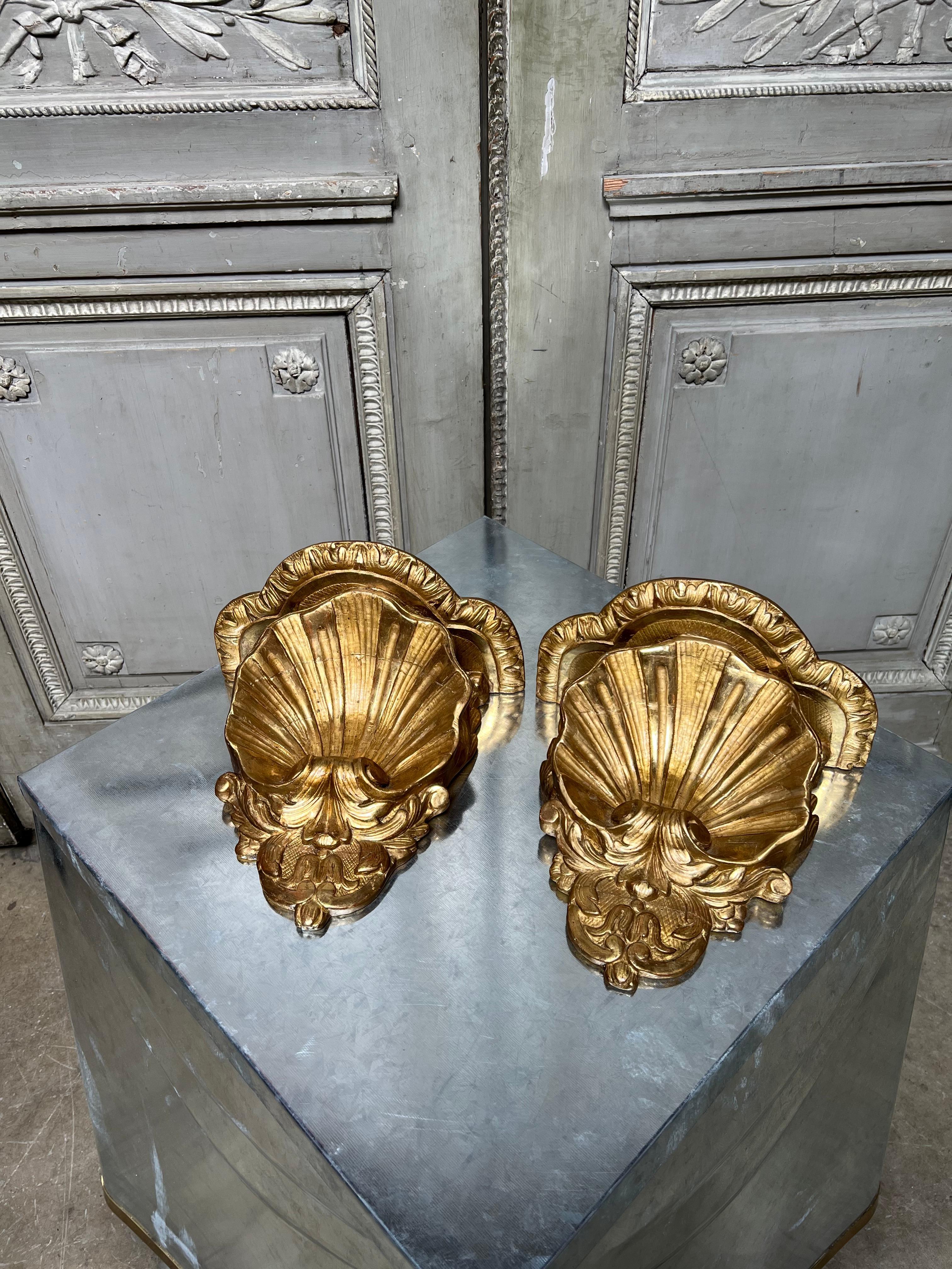 Pair of French Gilt Wall Brackets For Sale 5