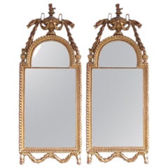 Pair of French Gilt Carved Wood and Gesso Foliage Wall Mirrors, Circa 1780