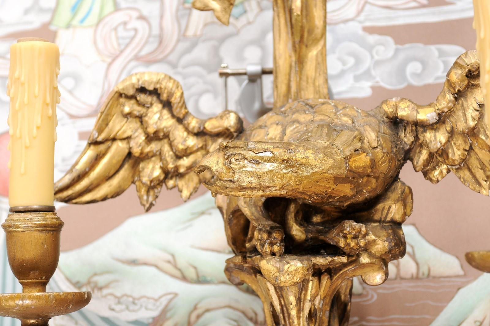 Pair of French Giltwood Eagle 2-Light Sconces, circa 1890 For Sale 6