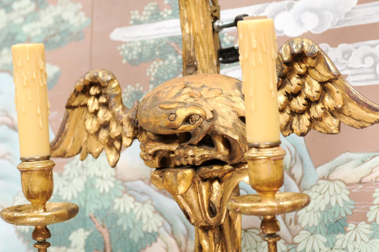 Pair of French Giltwood Eagle 2-Light Sconces, circa 1890 For Sale 7