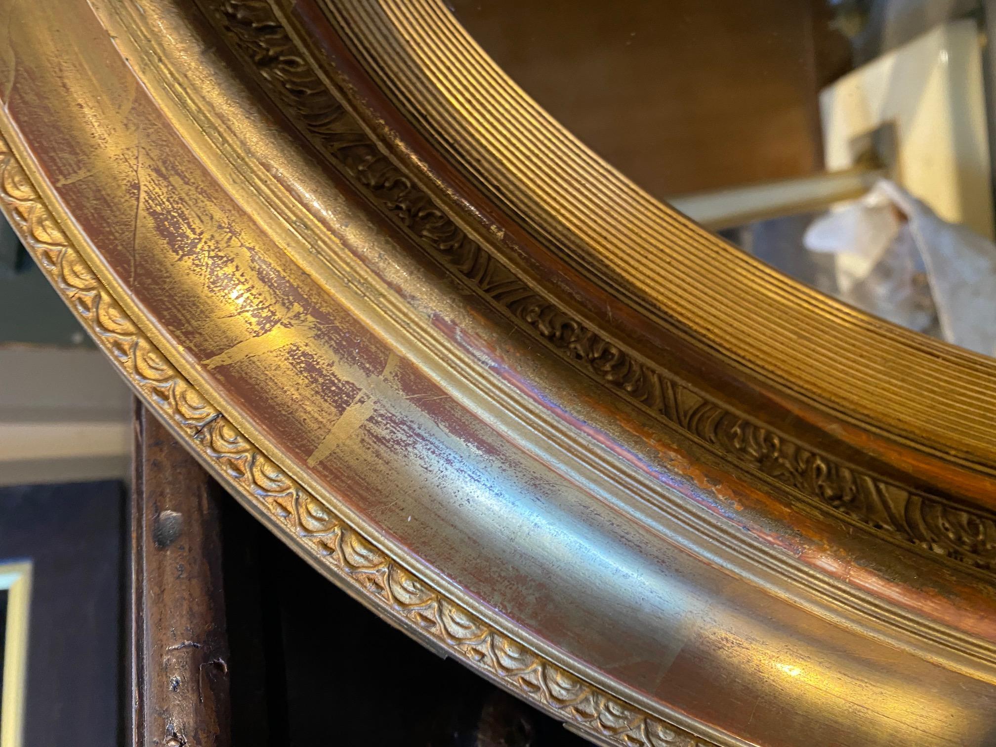 Pair of French Giltwood Napoleon III Oval Mirrors 2