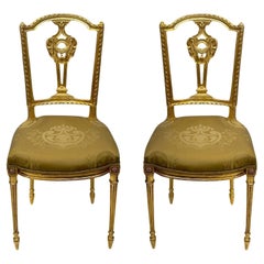 Paire de chaises d'appoint françaises en bois doré, vers 1910