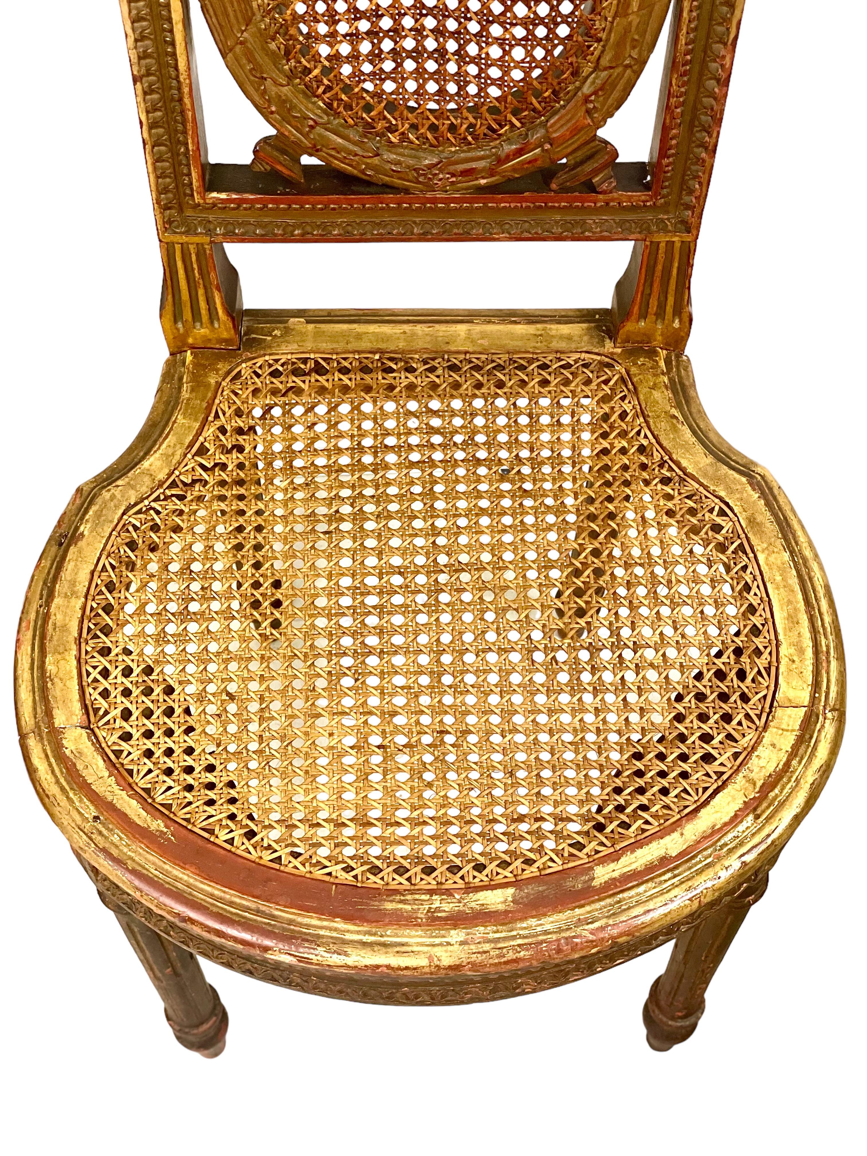 Pair of French Giltwood and Cane Side Chairs, 19th Century For Sale at ...