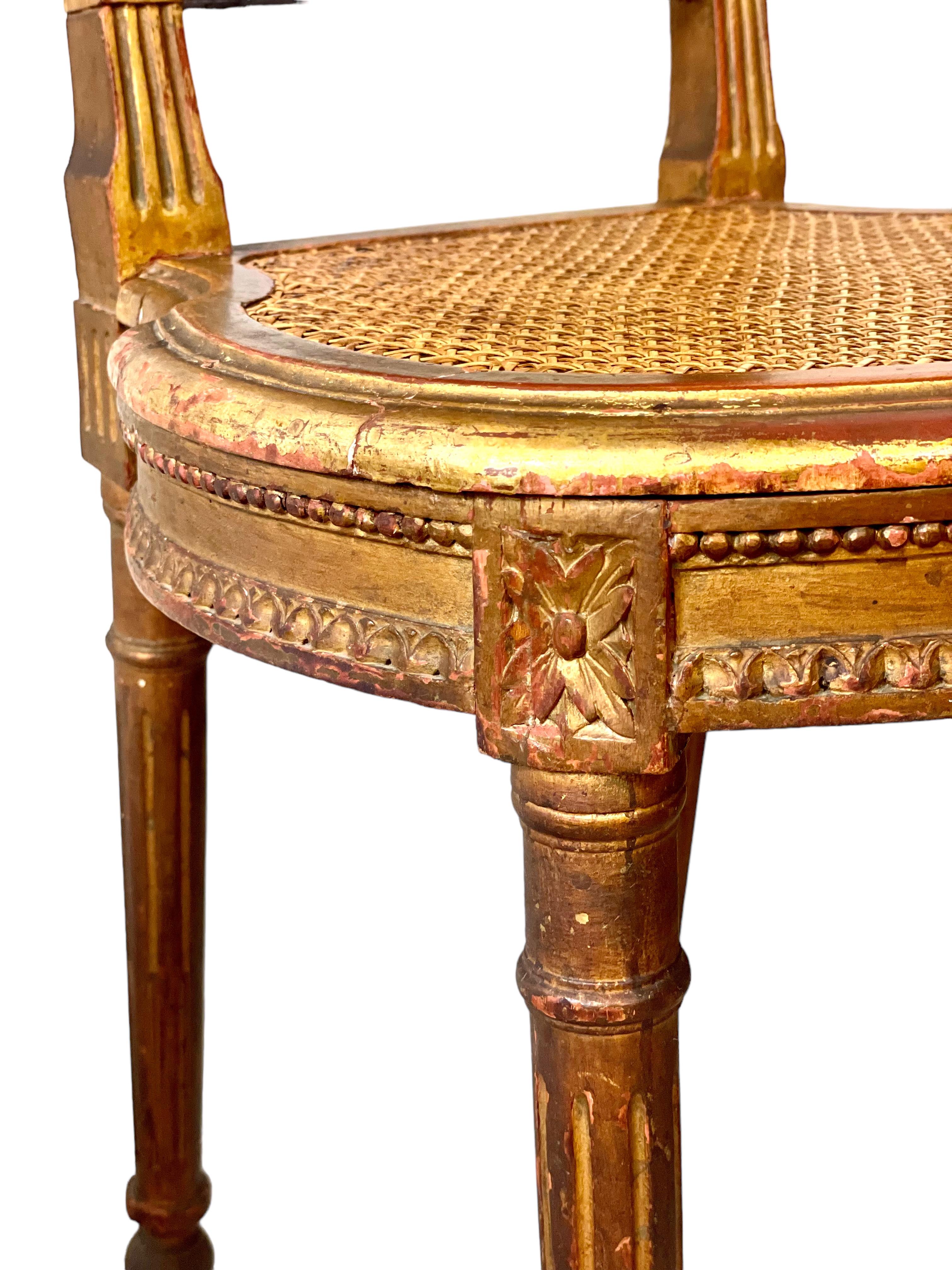 Pair of French Giltwood and Cane Side Chairs, 19th Century For Sale at ...