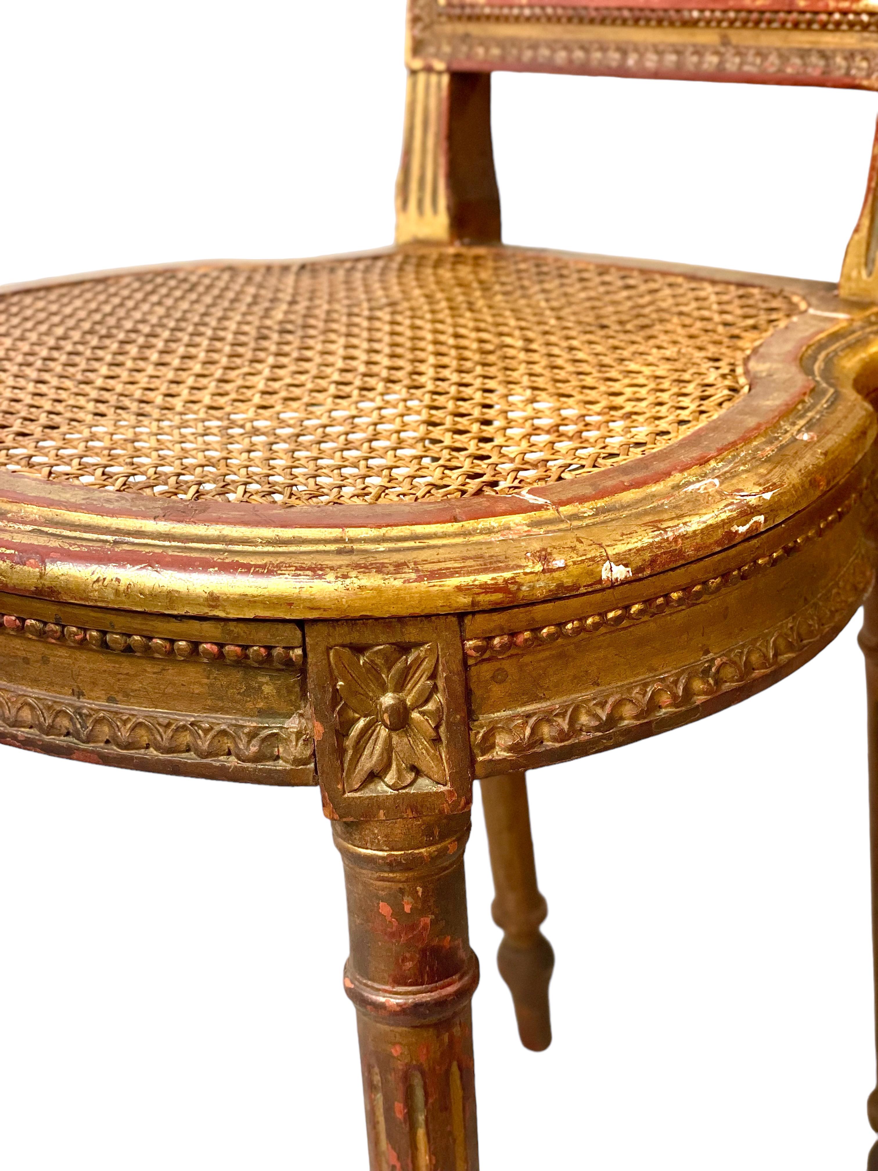 Pair of French Giltwood and Cane Side Chairs, 19th Century For Sale at ...
