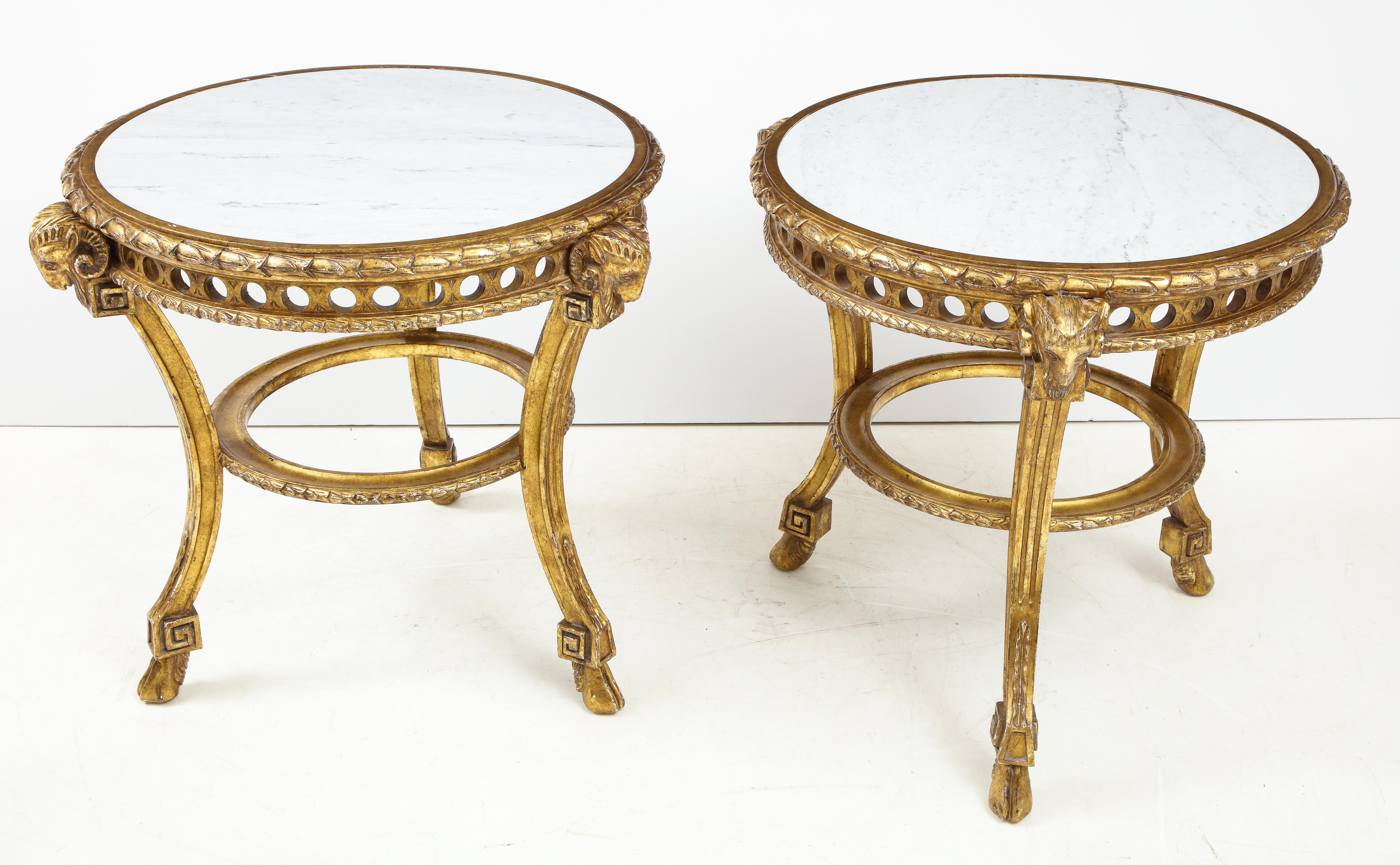 Pair of French Giltwood and Marble Guéridons 5