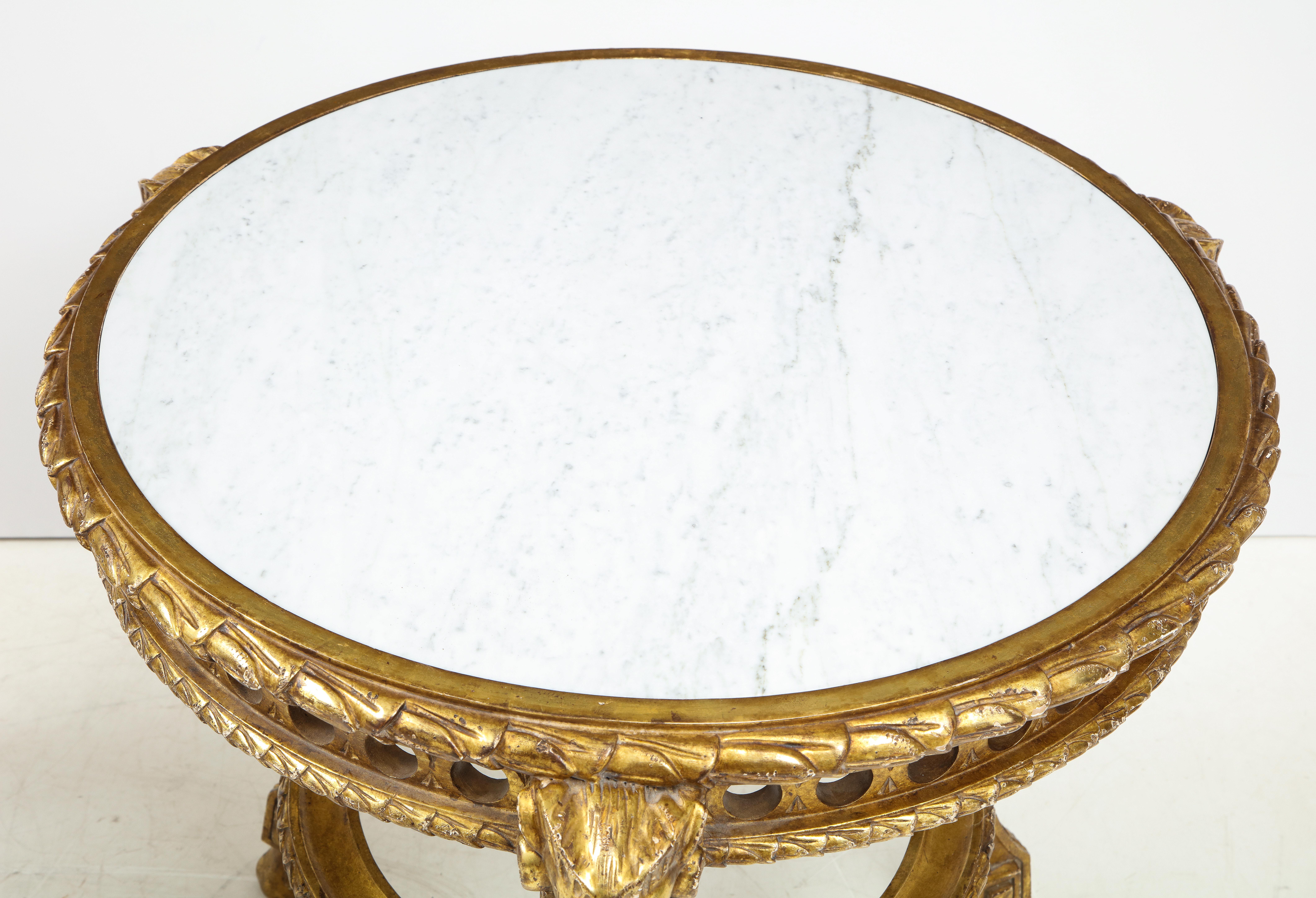 Pair of French Giltwood and Marble Guéridons 6