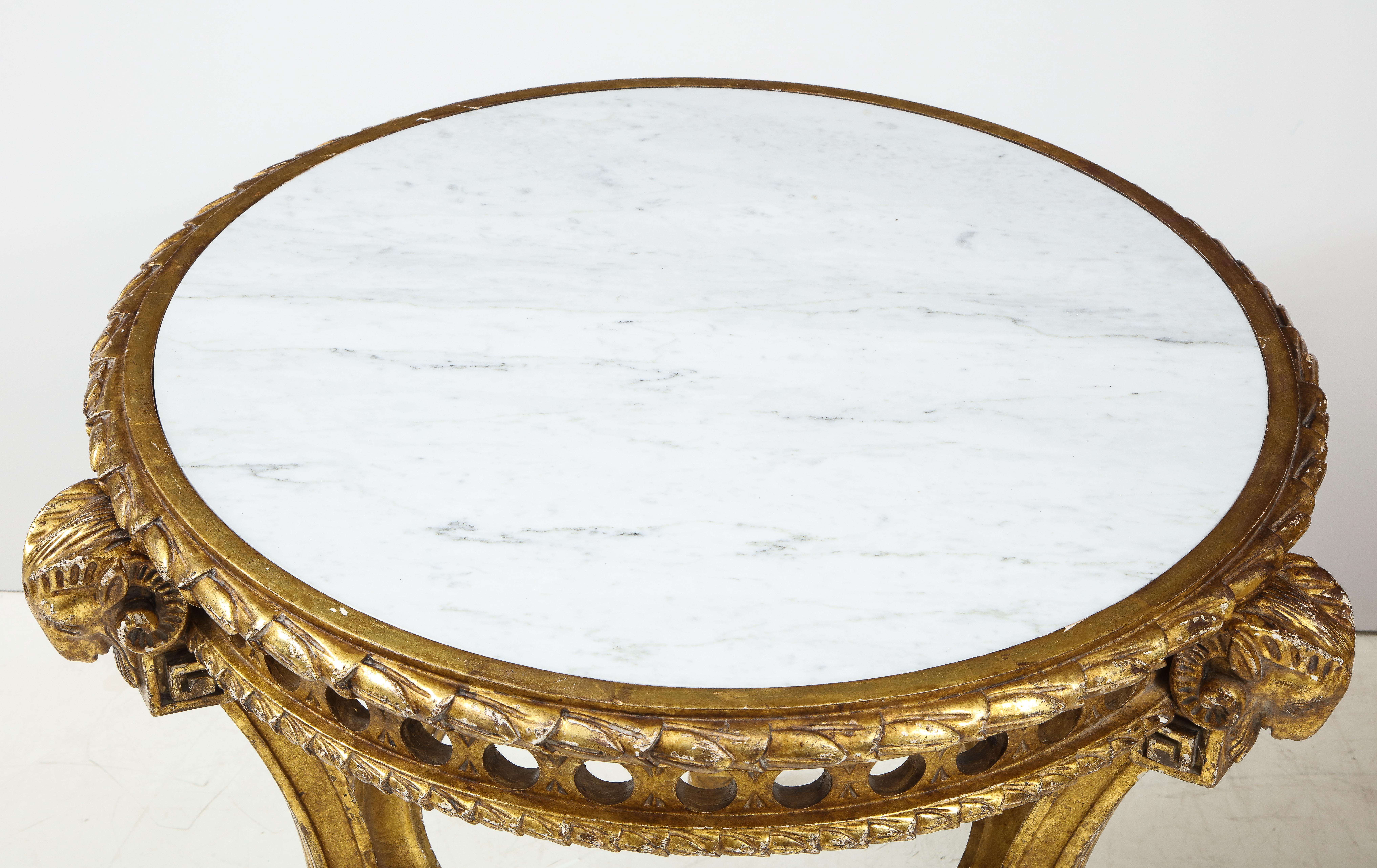 Pair of French Giltwood and Marble Guéridons 7