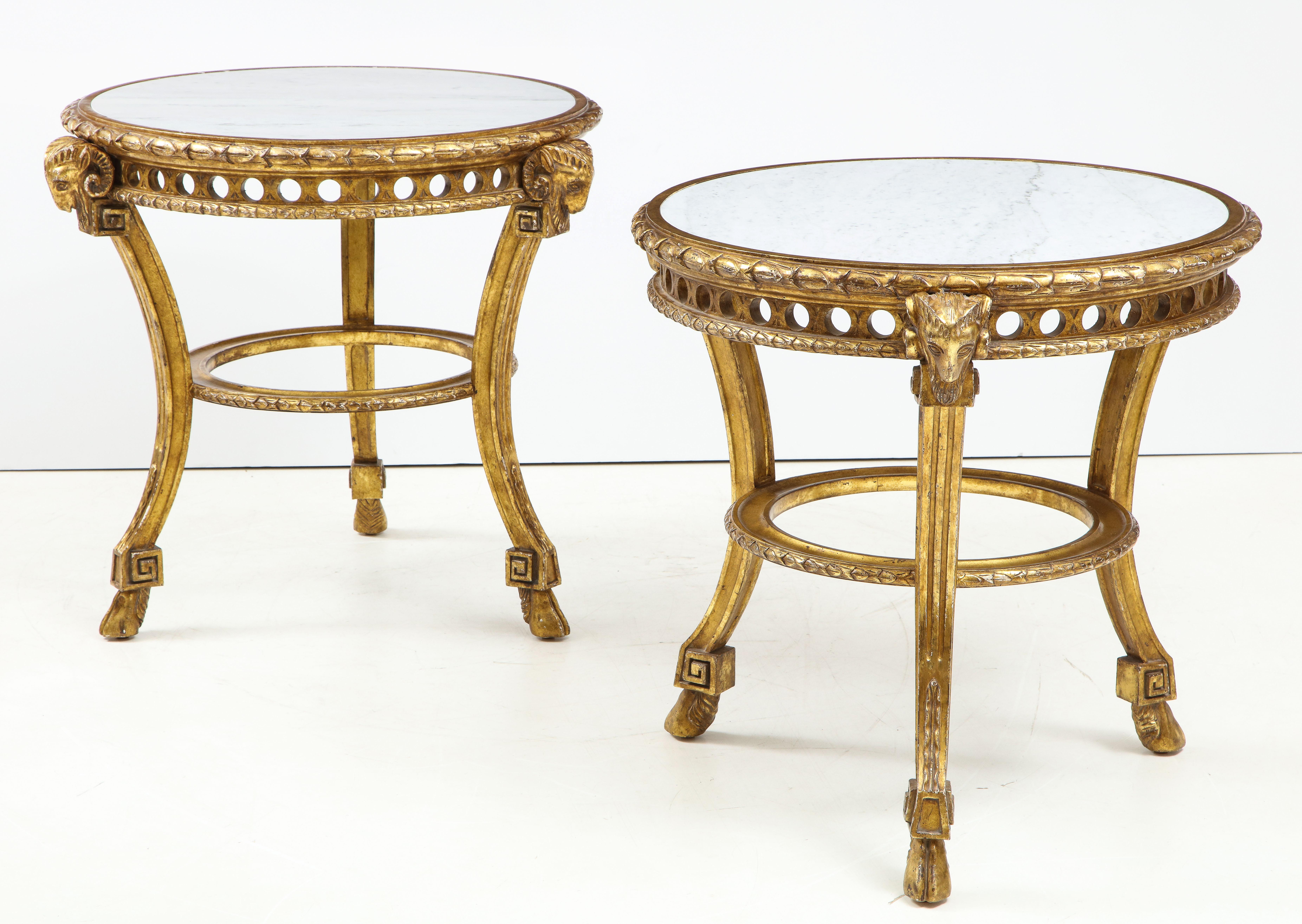 Pair of French Giltwood and Marble Guéridons 8