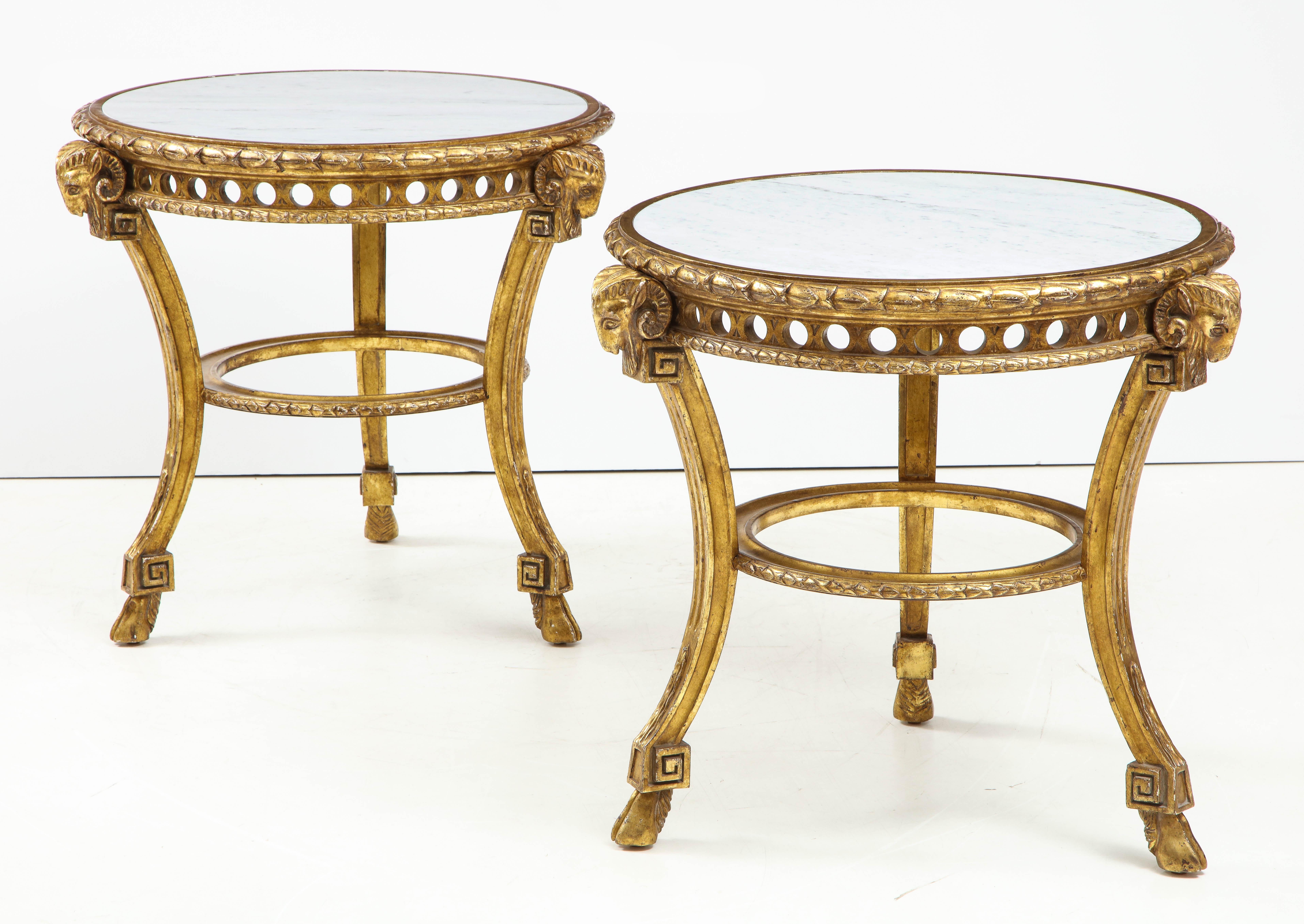Pair of French Giltwood and Marble Guéridons 9