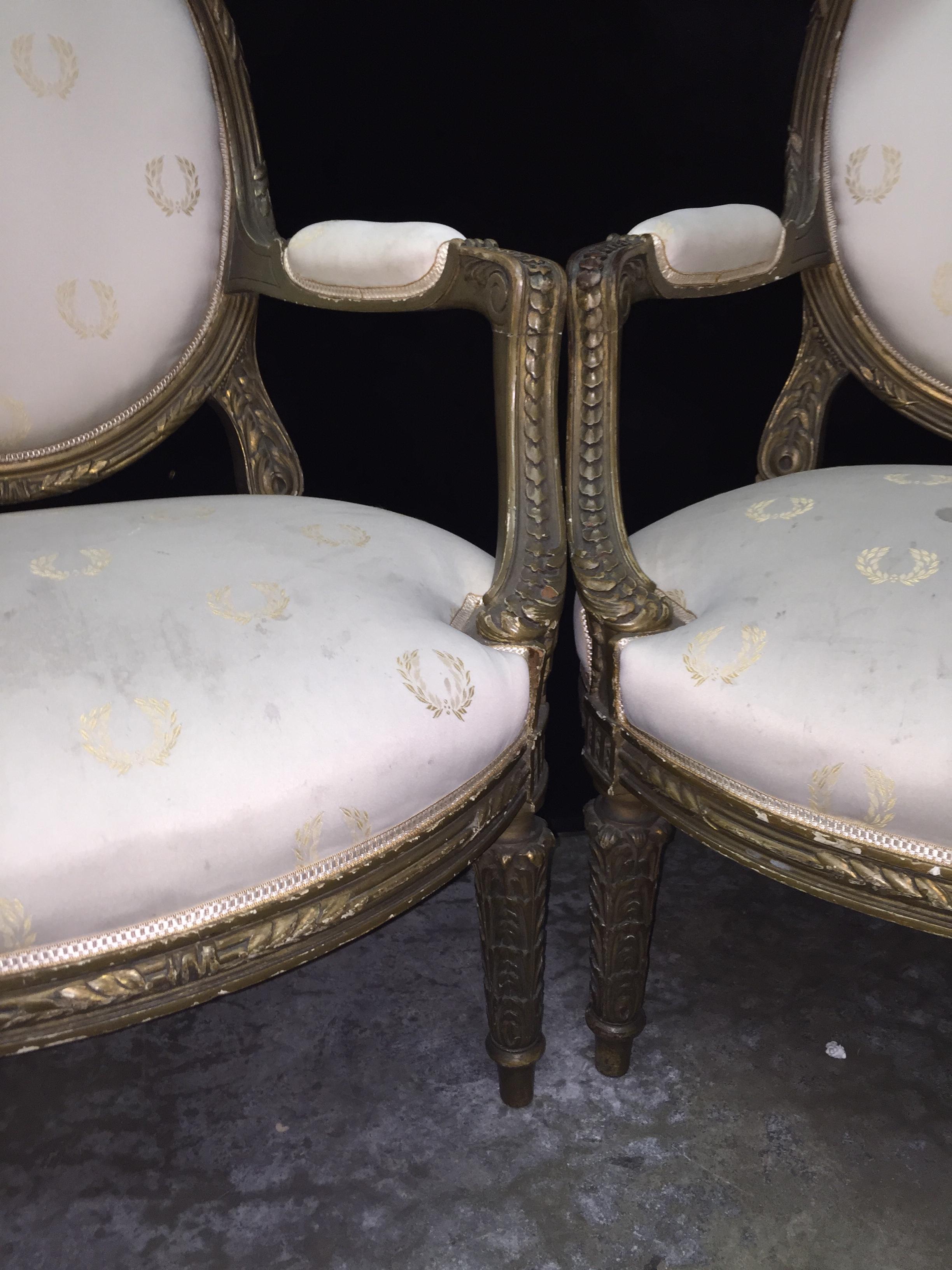 Pair of French Giltwood Armchairs, 19th Century 9