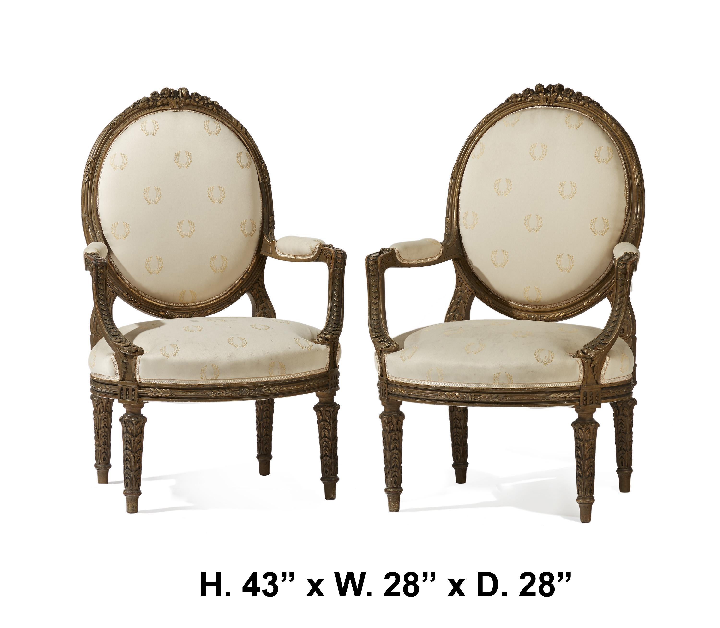 Pair of French Giltwood Armchairs, 19th Century 11